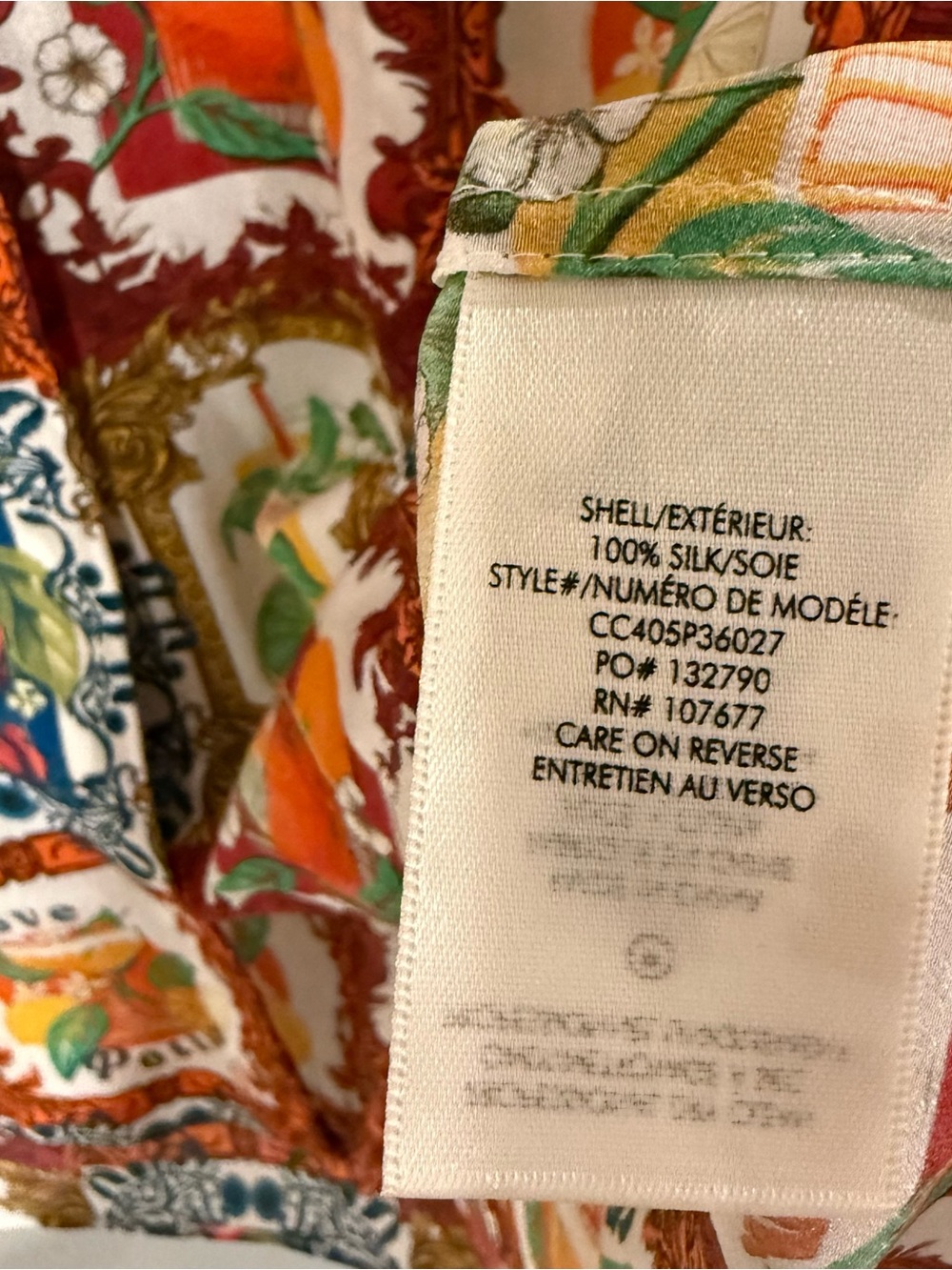 New Alice + Olivia Willa Summer Day Shirt Blouse Fruit Drinks Cocktails Tea L - Picture 7 of 10
